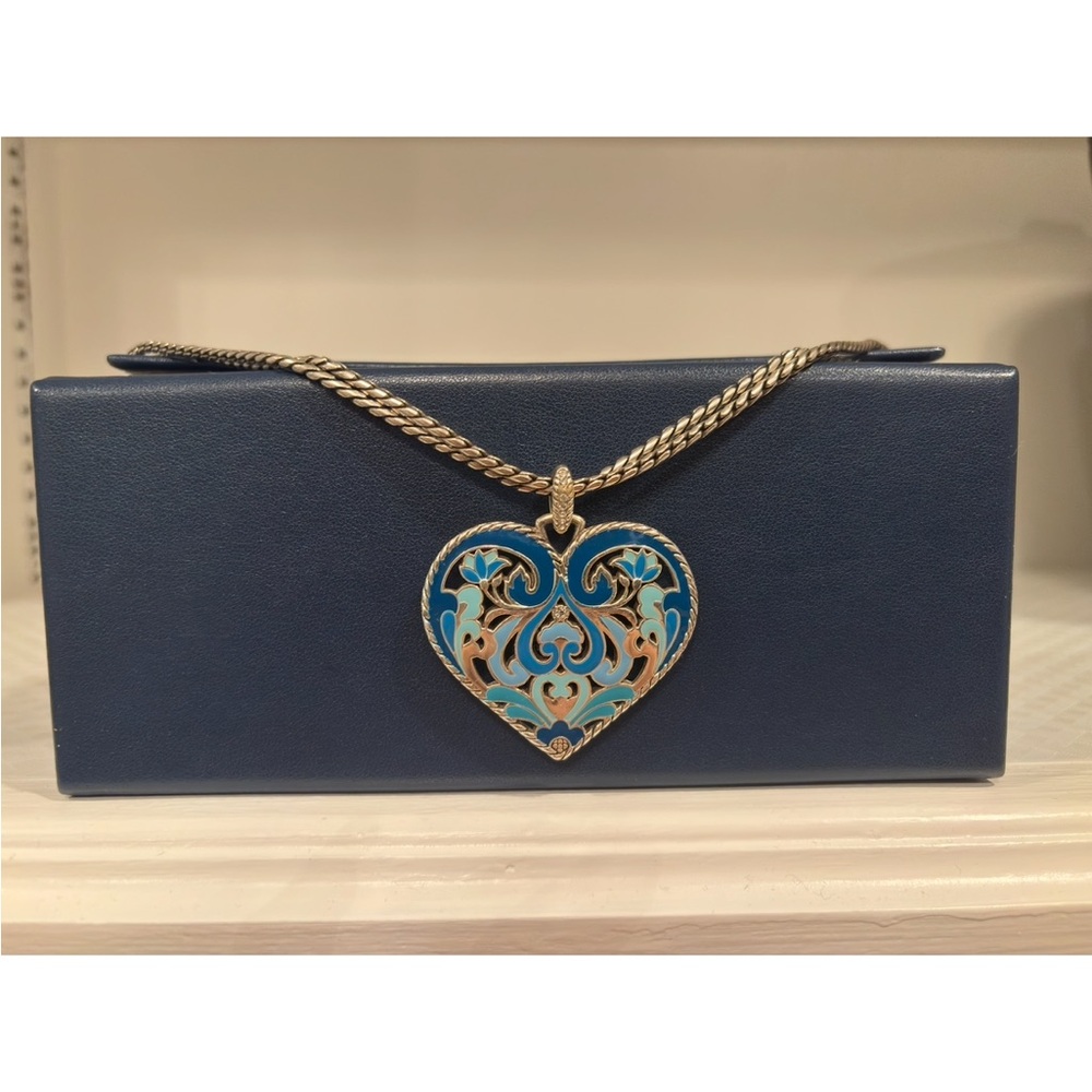 Brighton Blue and Silver Heart Necklace